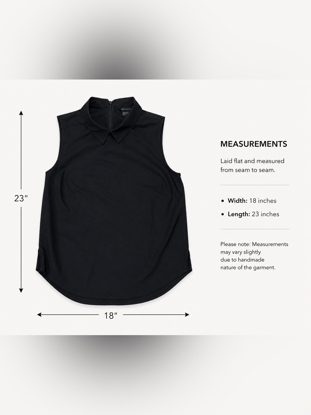 Armani Exchange A|X Black Sleeveless Collared Top Size M | Minimalist Chic - Picture 2 of 4
